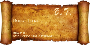 Bums Tina névjegykártya